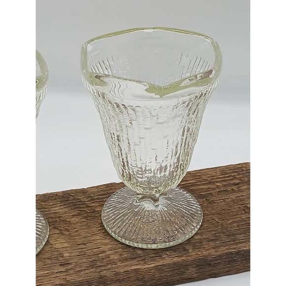 Vintage Set of 2 Jeannette Finlandia Bark Icicle Ice Cream Parfait Goblet Glass - Picture 3 of 6